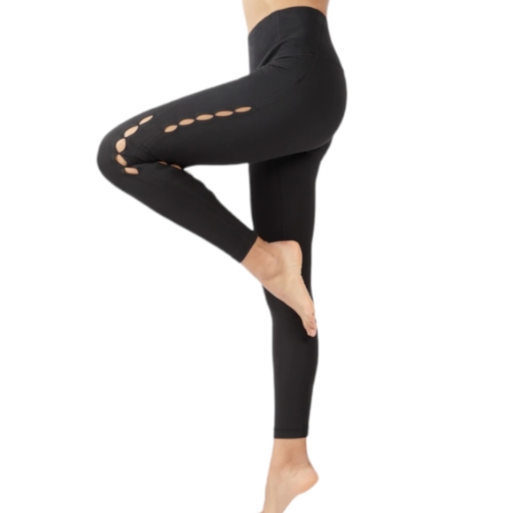 Yoga-Lic-Ious High Waisted Side Peek Yoga Pants XS Black - Picture 14 of 14